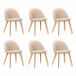 Lot de 6 Chaises Scandinaves Tissu "Morro" 78cm Beige|Chaise|Paris Prix