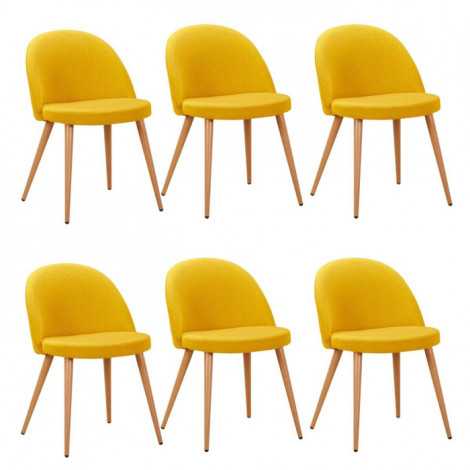 Lot de 6 Chaises Scandinaves Tissu "Morro" 78cm Jaune|Chaise|Paris Prix