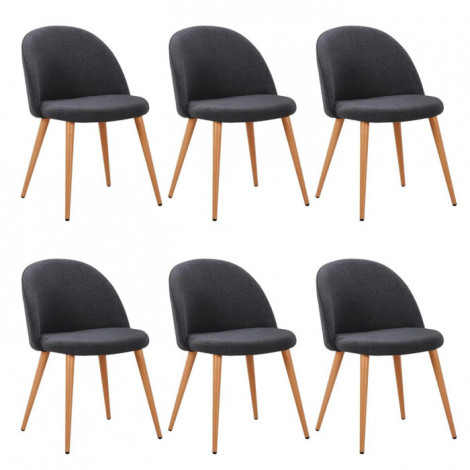 Lot de 6 Chaises Scandinaves Tissu "Morro" 78cm Gris Foncé|Chaise|Paris Prix