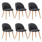 Lot de 6 Chaises Scandinaves Tissu "Morro" 78cm Gris Foncé|Chaise|Paris Prix