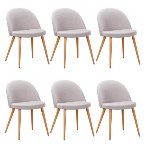 Lot de 6 Chaises Scandinaves Tissu "Morro" 78cm Gris Clair|Chaise|Paris Prix