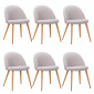 Lot de 6 Chaises Scandinaves Tissu "Morro" 78cm Gris Clair|Chaise|Paris Prix