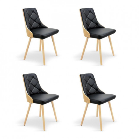 Lot de 4 Chaises Scandinave "Cargo" 79cm Chêne & Noir|Chaise|Paris Prix