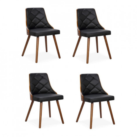 Lot de 4 Chaises Scandinave "Cargo" 79cm Noisette & Noir|Chaise|Paris Prix