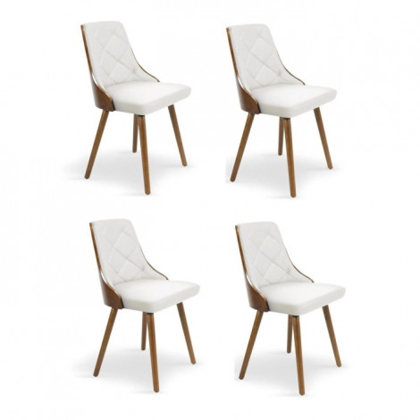 Lot de 4 Chaises Scandinave "Cargo" 79cm Noisette & Blanc|Chaise|Paris Prix