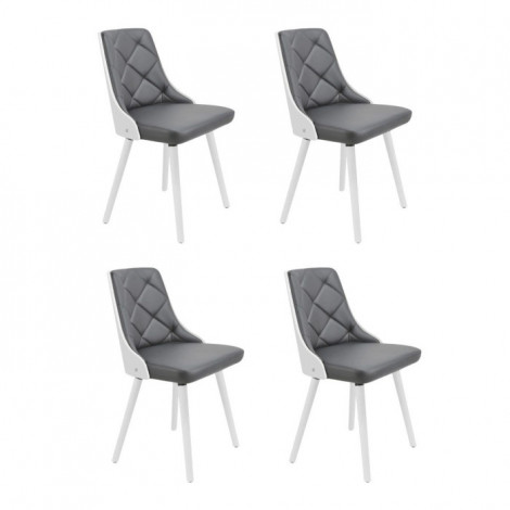 Lot de 4 Chaises Scandinave "Cargo" 79cm Gris & Blanc|Chaise|Paris Prix