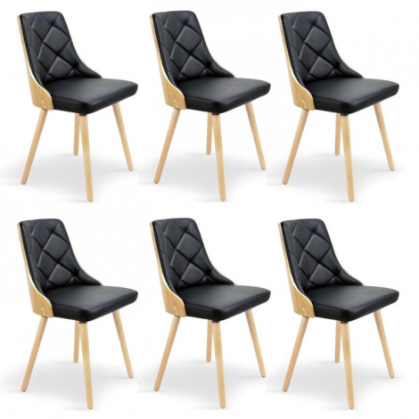 Lot de 6 Chaises Scandinave "Cargo" 79cm Chêne & Noir|Chaise|Paris Prix