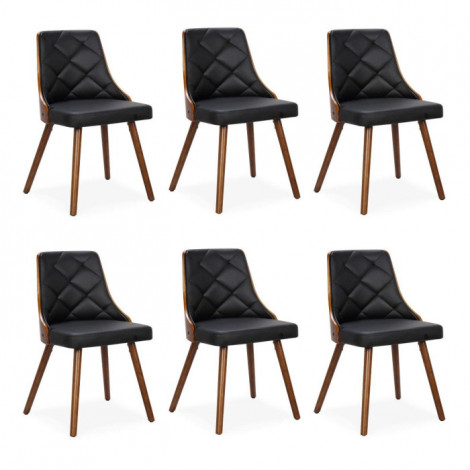 Lot de 6 Chaises Scandinave "Cargo" 79cm Noisette & Noir|Chaise|Paris Prix