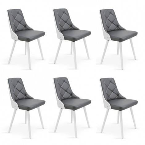 Lot de 6 Chaises Scandinave "Cargo" 79cm Blanc & Gris|Chaise|Paris Prix