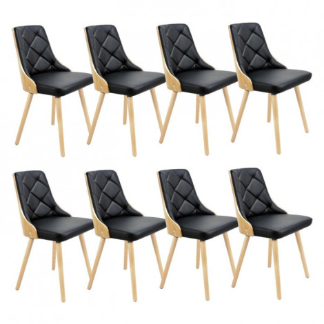 Lot de 8 Chaises Scandinave "Cargo" 79cm Chêne & Noir|Chaise|Paris Prix