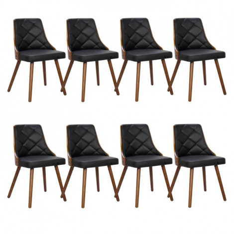 Lot de 8 Chaises Scandinave "Cargo" 79cm Noisette & Noir|Chaise|Paris Prix