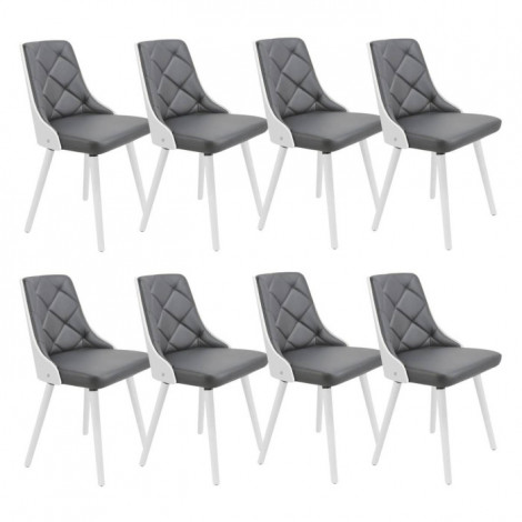 Lot de 8 Chaises Scandinave "Cargo" 79cm Gris & Blanc|Chaise|Paris Prix