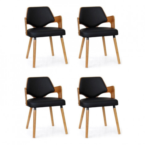 Lot de 4 Chaises Design "Aley" 72cm Noir & Naturel|Chaise|Paris Prix