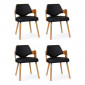 Lot de 4 Chaises Design "Aley" 72cm Noir & Naturel|Chaise|Paris Prix