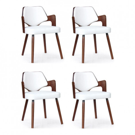 Lot de 4 Chaises Design "Aley" 72cm Blanc & Noisette|Chaise|Paris Prix