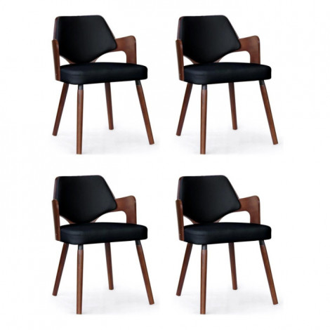 Lot de 4 Chaises Design "Aley" 72cm Noir & Noisette|Chaise|Paris Prix