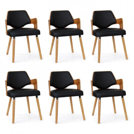 Lot de 6 Chaises Design "Aley" 72cm Noir & Naturel|Chaise|Paris Prix