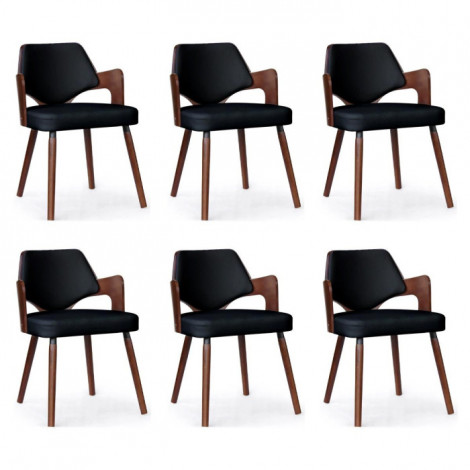 Lot de 6 Chaises Design "Aley" 72cm Noir & Noisette|Chaise|Paris Prix