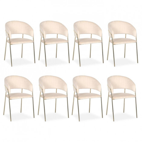 Lot de 8 Chaises en Velours "Batora" 79cm Beige|Chaise|Paris Prix