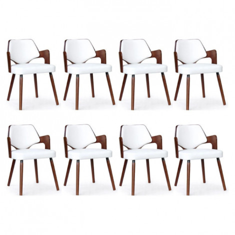 Lot de 8 Chaises Design "Aley" 72cm Blanc & Noisette|Chaise|Paris Prix