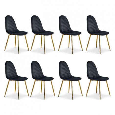 Lot de 8 Chaises en Velours "Waynor" 88cm Noir|Chaise|Paris Prix