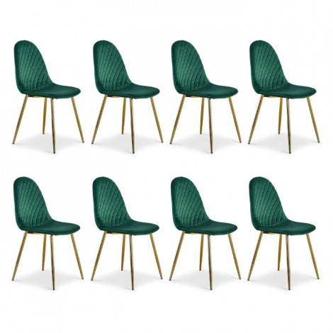 Lot de 8 Chaises en Velours "Waynor" 88cm Vert|Chaise|Paris Prix