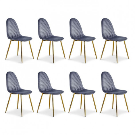 Lot de 8 Chaises en Velours "Waynor" 88cm Gris|Chaise|Paris Prix