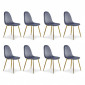 Lot de 8 Chaises en Velours "Waynor" 88cm Gris|Chaise|Paris Prix