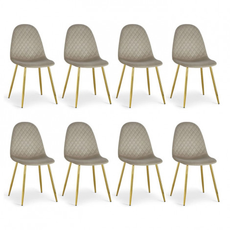 Lot de 8 Chaises en Velours "Waynor" 88cm Taupe|Chaise|Paris Prix