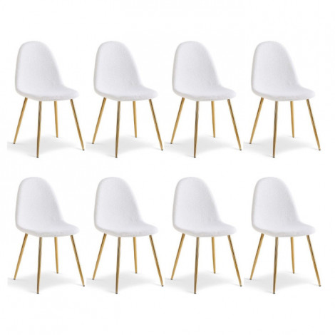 Lot de 8 Chaises Bouclette "Waynor" 88cm Blanc|Chaise|Paris Prix