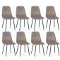 Lot de 8 Chaises en Velours "Matelassées" 88cm Taupe|Chaise|Paris Prix