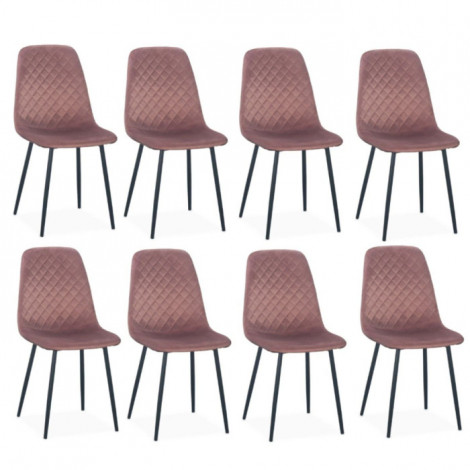 Lot de 8 Chaises en Velours "Matelassées" 88cm Rose|Chaise|Paris Prix