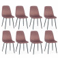 Lot de 8 Chaises en Velours "Matelassées" 88cm Rose|Chaise|Paris Prix