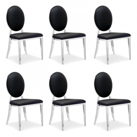 Lot de 6 Chaises Médaillon "Tatianna" 90cm Noir|Chaise|Paris Prix