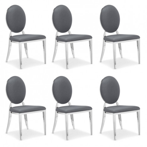 Lot de 6 Chaises Médaillon "Tatianna" 90cm Gris|Chaise|Paris Prix