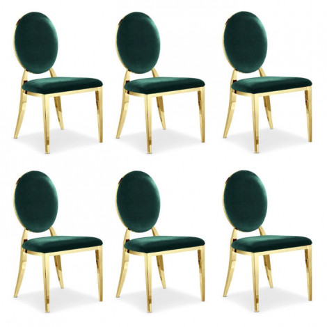 Lot de 6 Chaises Médaillon Velours "Tatianna" 90cm Vert|Chaise|Paris Prix