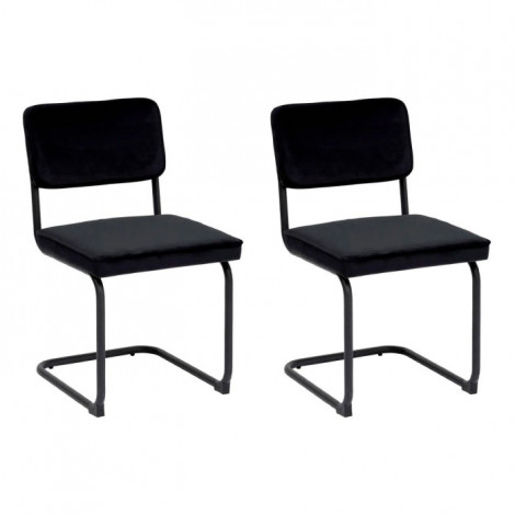 Lot de 2 Chaises en Velours "Sersi" 83cm Noir|Chaise|Paris Prix