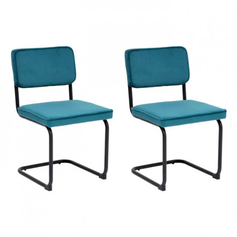 Lot de 2 Chaises en Velours "Sersi" 83cm Bleu Canard|Chaise|Paris Prix