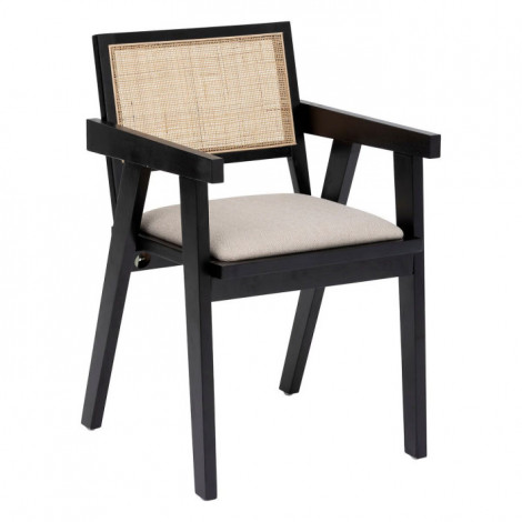 Chaise Fauteuil en Cannage "Kolia" 81cm Noir|Chaise|Paris Prix