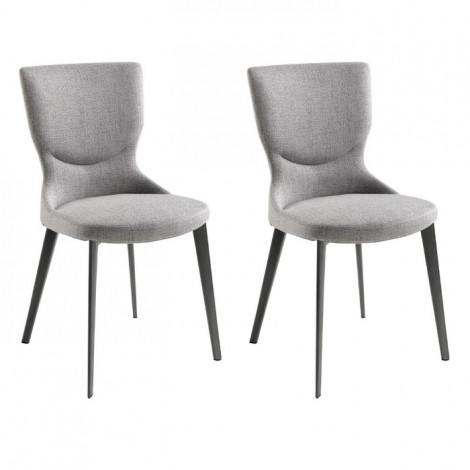 Lot de 2 Chaises en Tissu "Rhea" 84cm Gris|Chaise|Paris Prix