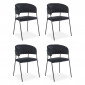 Lot de 4 Chaises en Velours "Batora" 79cm Noir|Chaise|Paris Prix