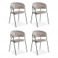Lot de 4 Chaises en Velours "Batora" 79cm Taupe & Noir|Chaise|Paris Prix