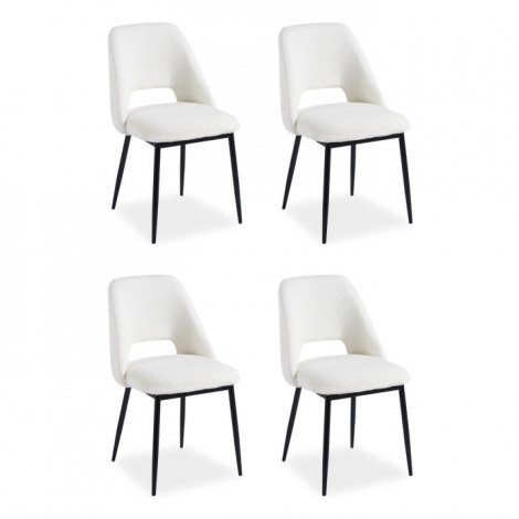 Lot de 4 Chaises Design Bouclette "Elfire" Crème|Chaise|Paris Prix