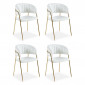 Lot de 4 Chaises en Bouclette "Batora" 79cm Crème & Or|Chaise|Paris Prix