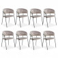 Lot de 8 Chaises en Velours "Batora" 79cm Taupe & Noir|Chaise|Paris Prix