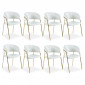 Lot de 8 Chaises en Bouclette "Batora" 79cm Crème & Or|Chaise|Paris Prix