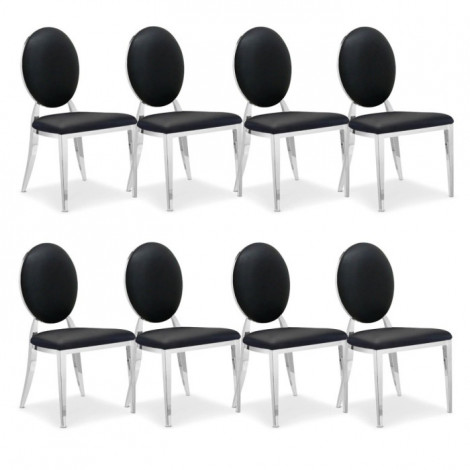 Lot de 8 Chaises Médaillon "Tatianna" 90cm Noir|Chaise|Paris Prix
