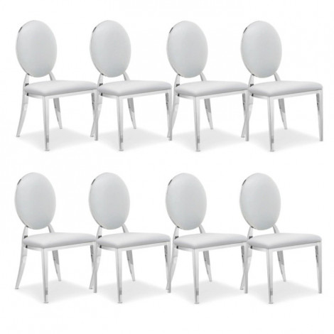 Lot de 8 Chaises Médaillon "Tatianna" 90cm Blanc|Chaise|Paris Prix