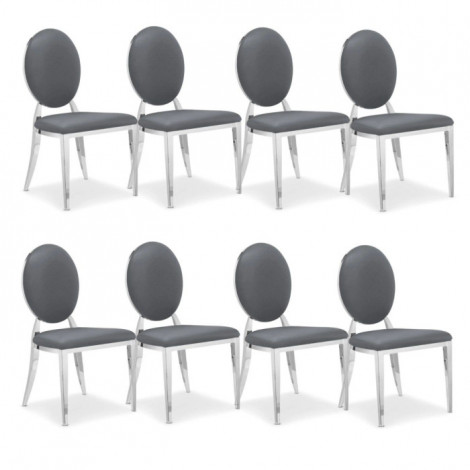 Lot de 8 Chaises Médaillon "Tatianna" 90cm Gris|Chaise|Paris Prix