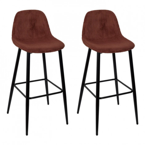 Lot de 2 Chaises de Bar Côtelé "Scott" 100cm Terracotta|Chaise|Paris Prix